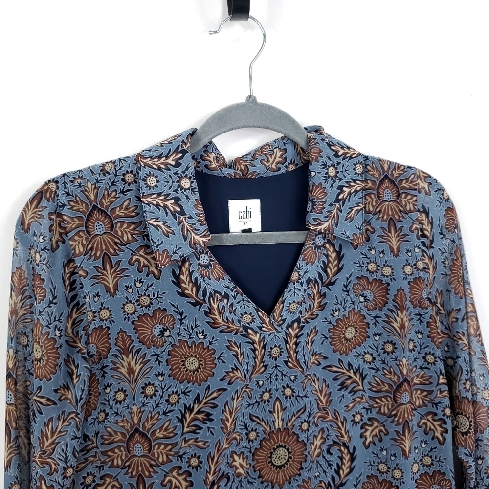 CAbi "Provincial Dress" V-Neck Long Sleeve Curved Hem szXS - Picture 6 of 10